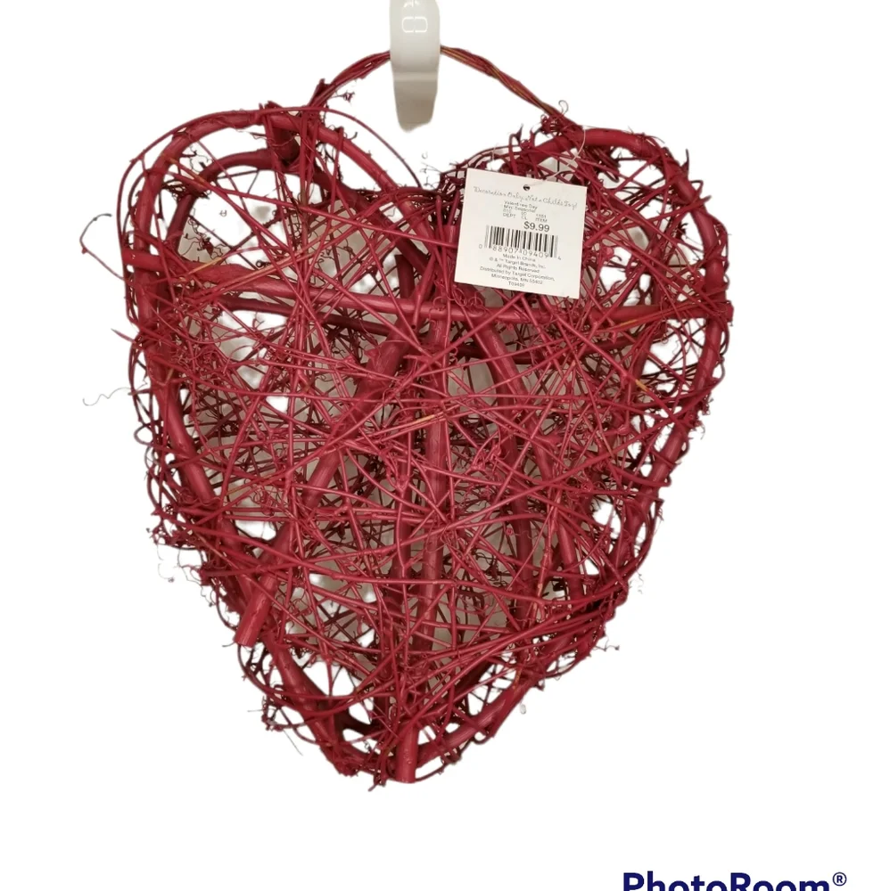 ❤2-Piece Decorative❤ Heart Natural Fiber Red Color, Small & Large